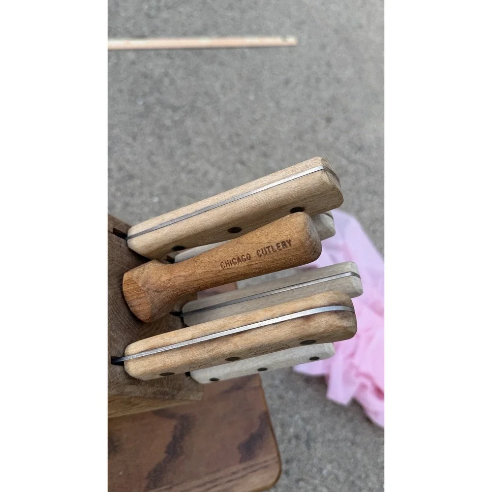Chicago Cutlery Knife Block Set Wood Handles Chef Utility Paring‎ Steel